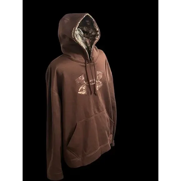 Under Armour Men’s Large Brown Hooded Sweatshirt, Hoodie With Pockets - Picture 2 of 7